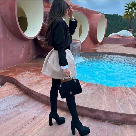 ZARA PINK BEIGE VOLUMINOUS SHORT DRESS - Picture 6 of 16